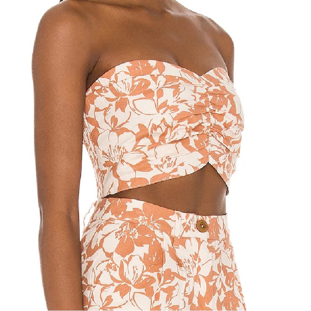Lovers and Friends nude floral strapless bandeau top